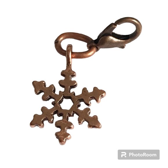 Snowflake Charm for Bracelet Zipper Pull Backpack Purse Charm Copper Tone - Picture 2 of 11